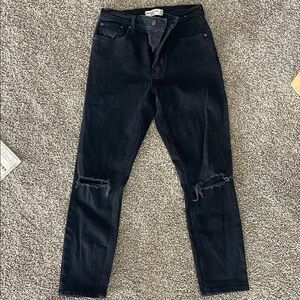 Abercrombie & Fitch Black Skinny Jeans with Distressed Knees